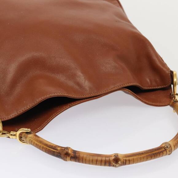 GUCCI Bamboo Hand Bag Leather Brown Gold 001 2404 001 2404 - Picture 6 of 12